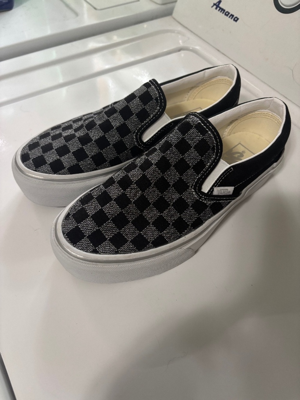 Vans Slip-on Black and Silver Checkerboard - Picture 1 of 3